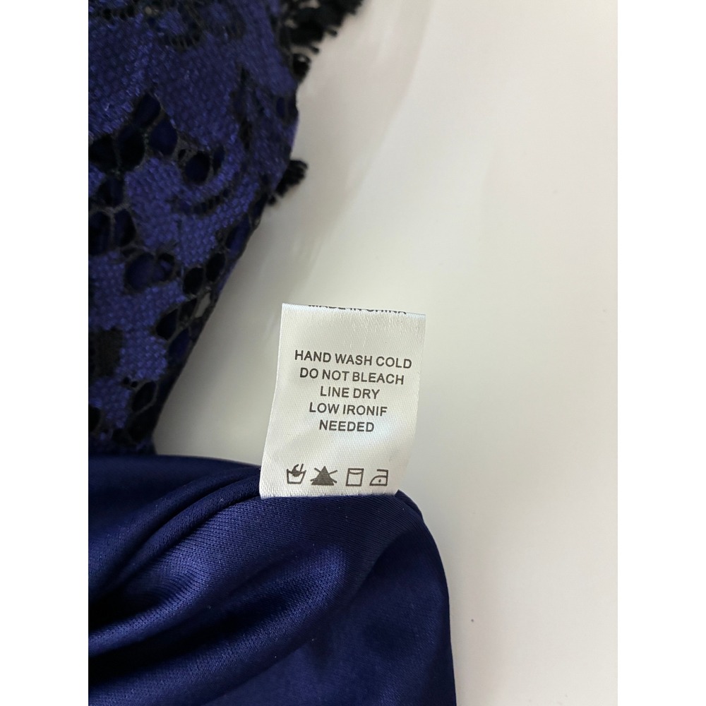 Altar'd State Lace Dress Blue Black Floral Overlay Fit Flare Medium Dainty - Picture 13 of 13
